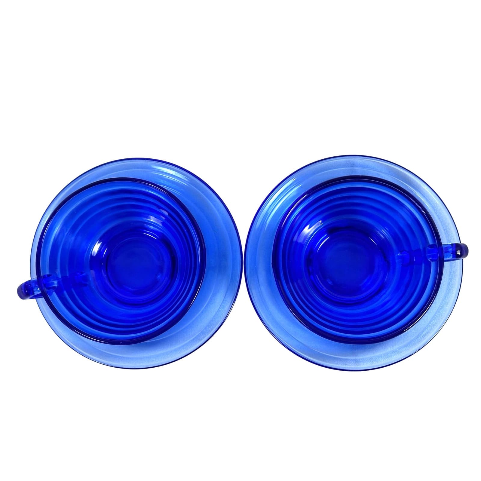 Hazel Atlas Moderntone Cobalt Blue Cups and Saucers-Set of 2 - Thumbnail 2