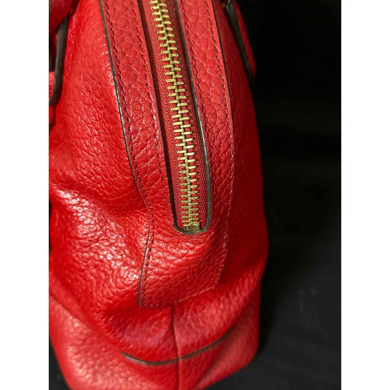 Michael Kors SMYTHE Dome Pebble Leather Satchel Shoulder Bag Chili 30T5GSOS3E - Thumbnail 5