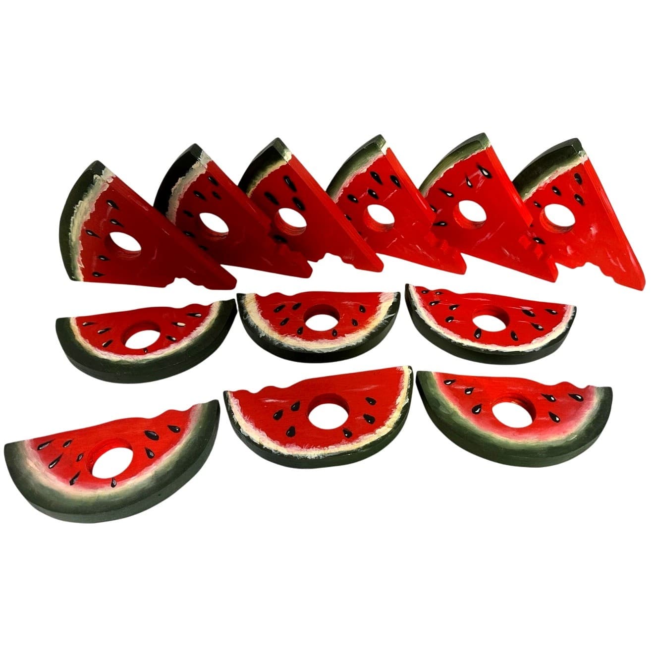 Set of 12 Watermelon Slice Wood Painted Napkin Rings - Thumbnail 5