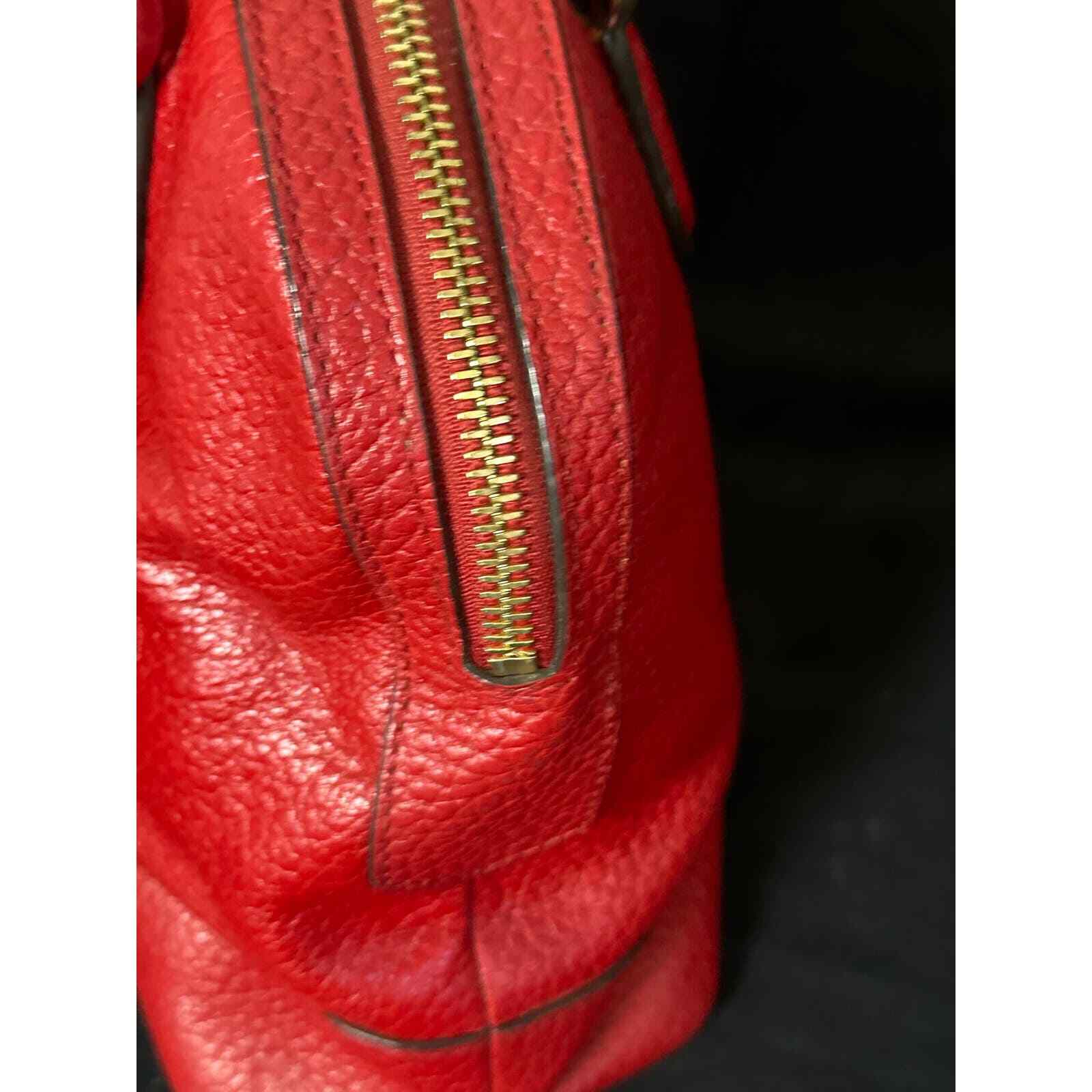 Michael Kors SMYTHE Dome Pebble Leather Satchel Shoulder Bag Chili 30T5GSOS3E - Thumbnail 6