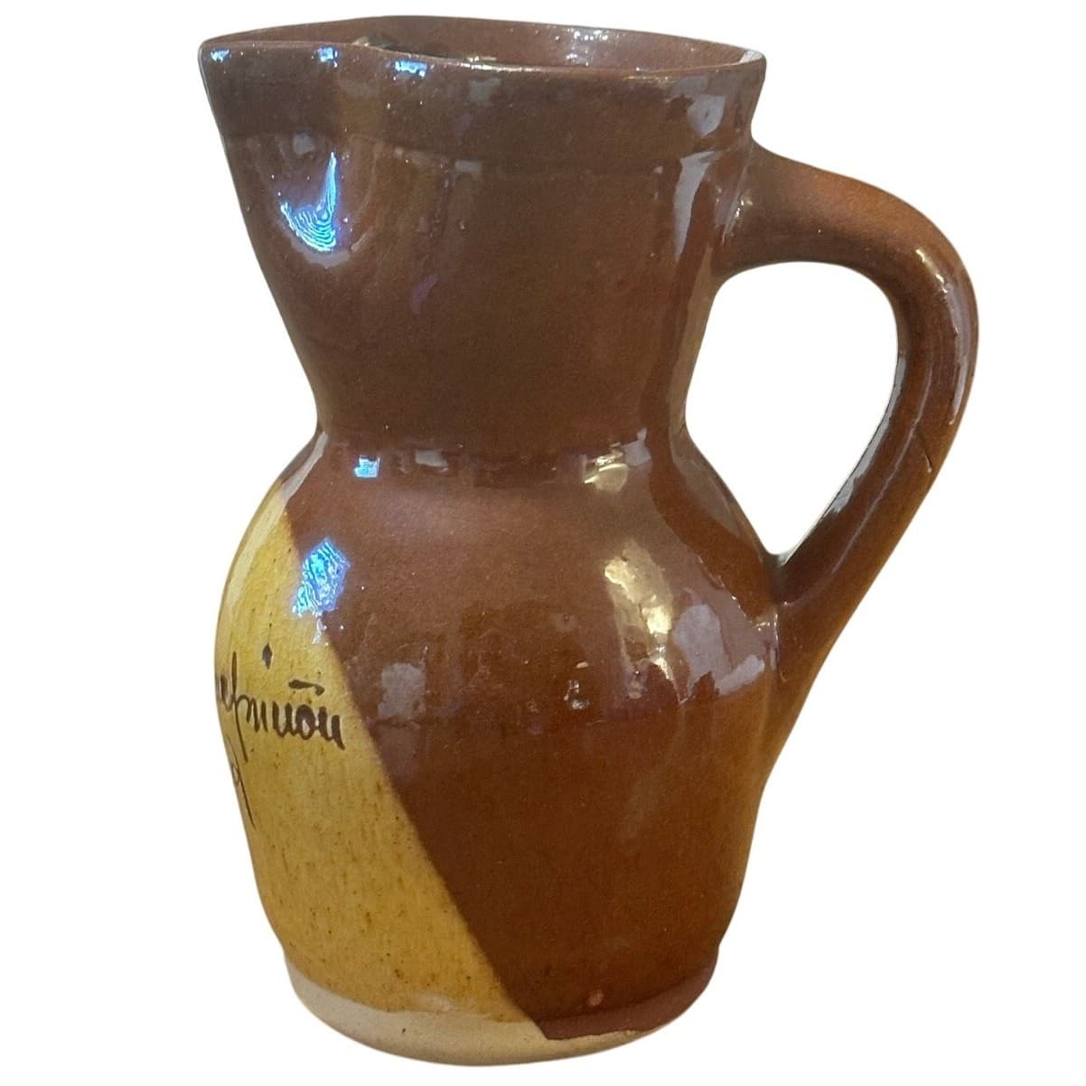 Meson del Champinon Madrid 8" Two Tone Glazed Pottery Sangria Pitcher Spain - Thumbnail 2