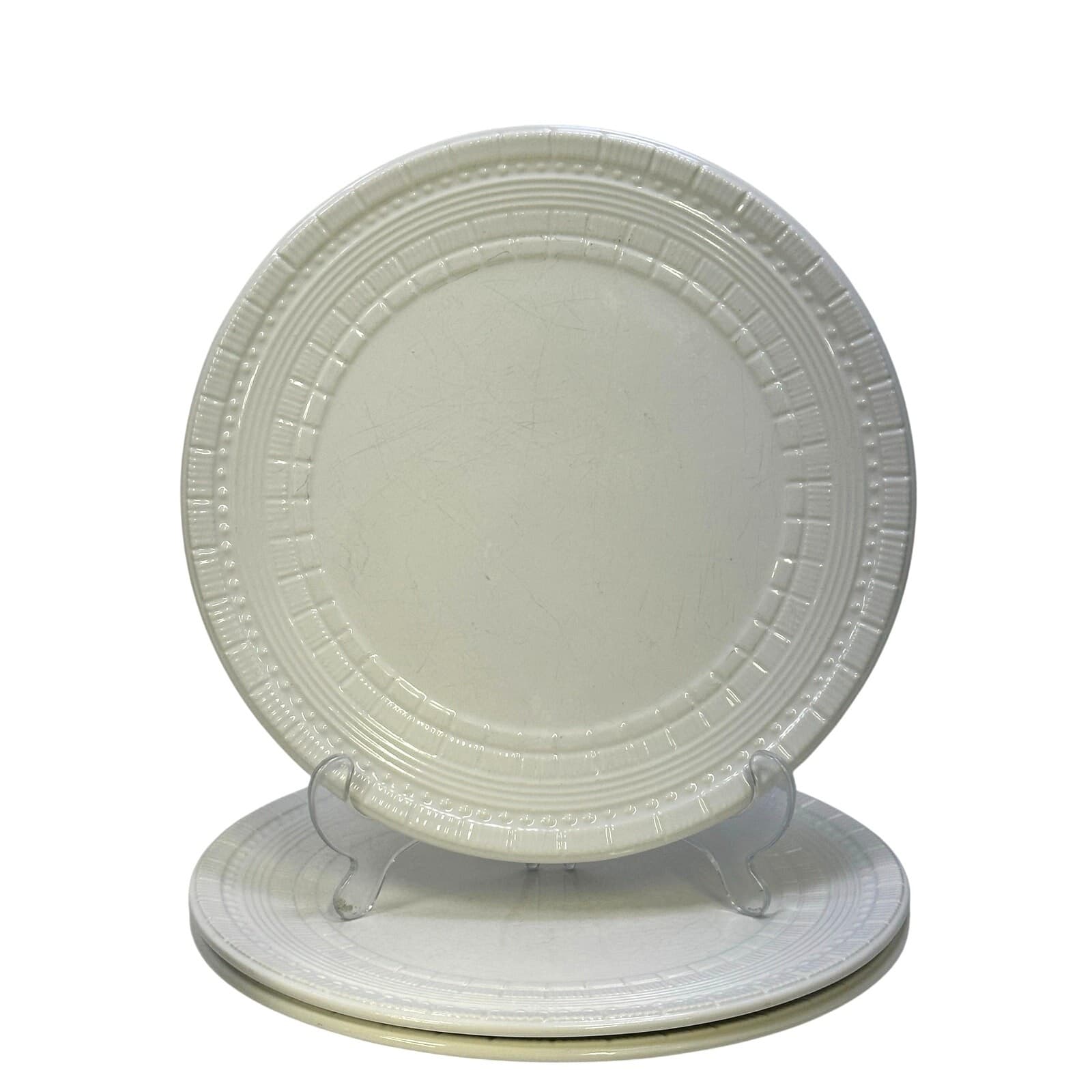 Chantilly White Graphic Studio Nova Embossed (3) Dinner Plates (1) Salad Plate - Thumbnail 2