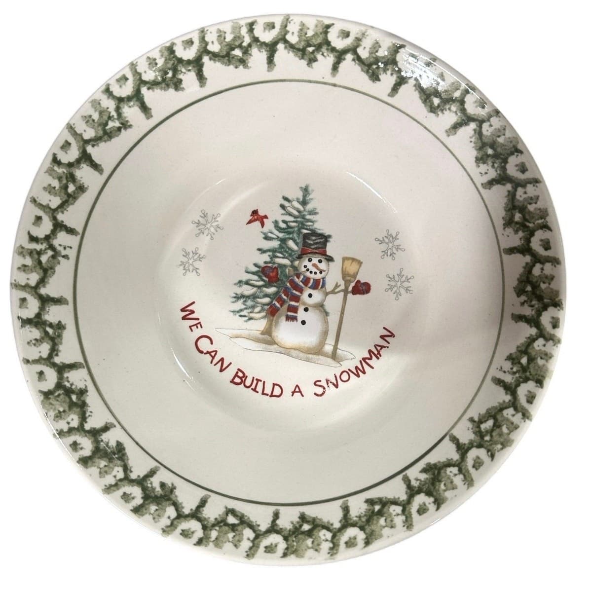'We Can Build a Snowman' Stoneware 7-Pieces 4-Dinner Plates, 2-Mugs, 1 Bowl - Thumbnail 4