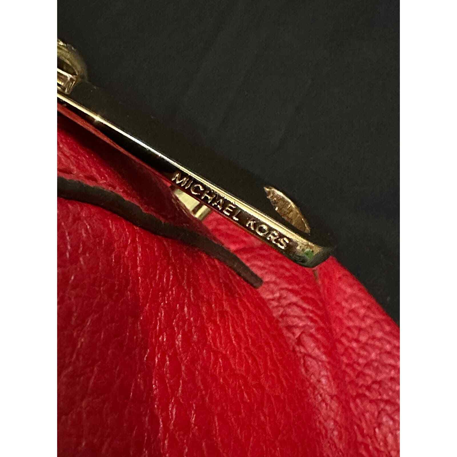 Michael Kors SMYTHE Dome Pebble Leather Satchel Shoulder Bag Chili 30T5GSOS3E - Thumbnail 9