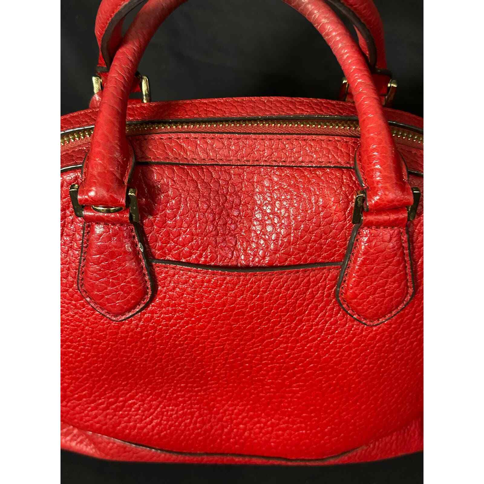 Michael Kors SMYTHE Dome Pebble Leather Satchel Shoulder Bag Chili 30T5GSOS3E - Thumbnail 4