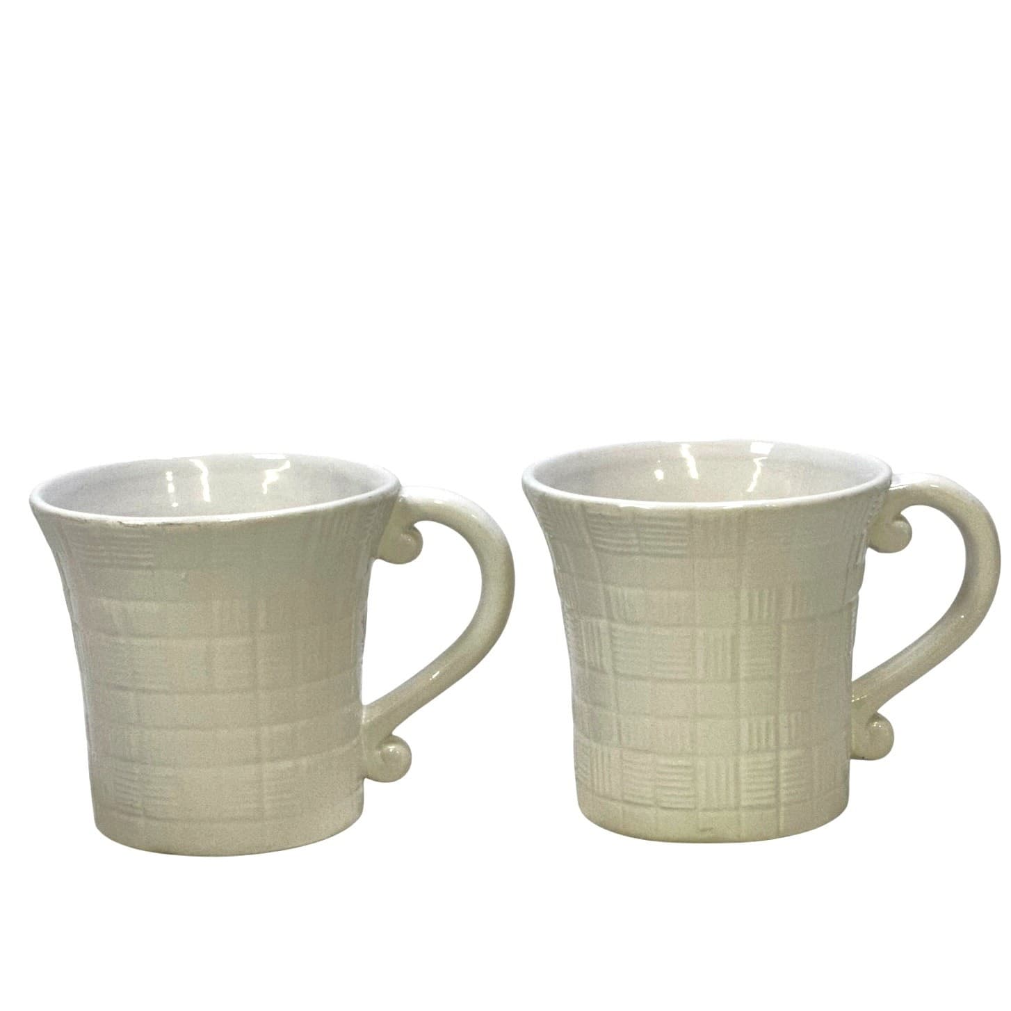 Chantilly White Graphic Studio Nova Embossed Coffee Mugs-Set of 2 - Thumbnail 3