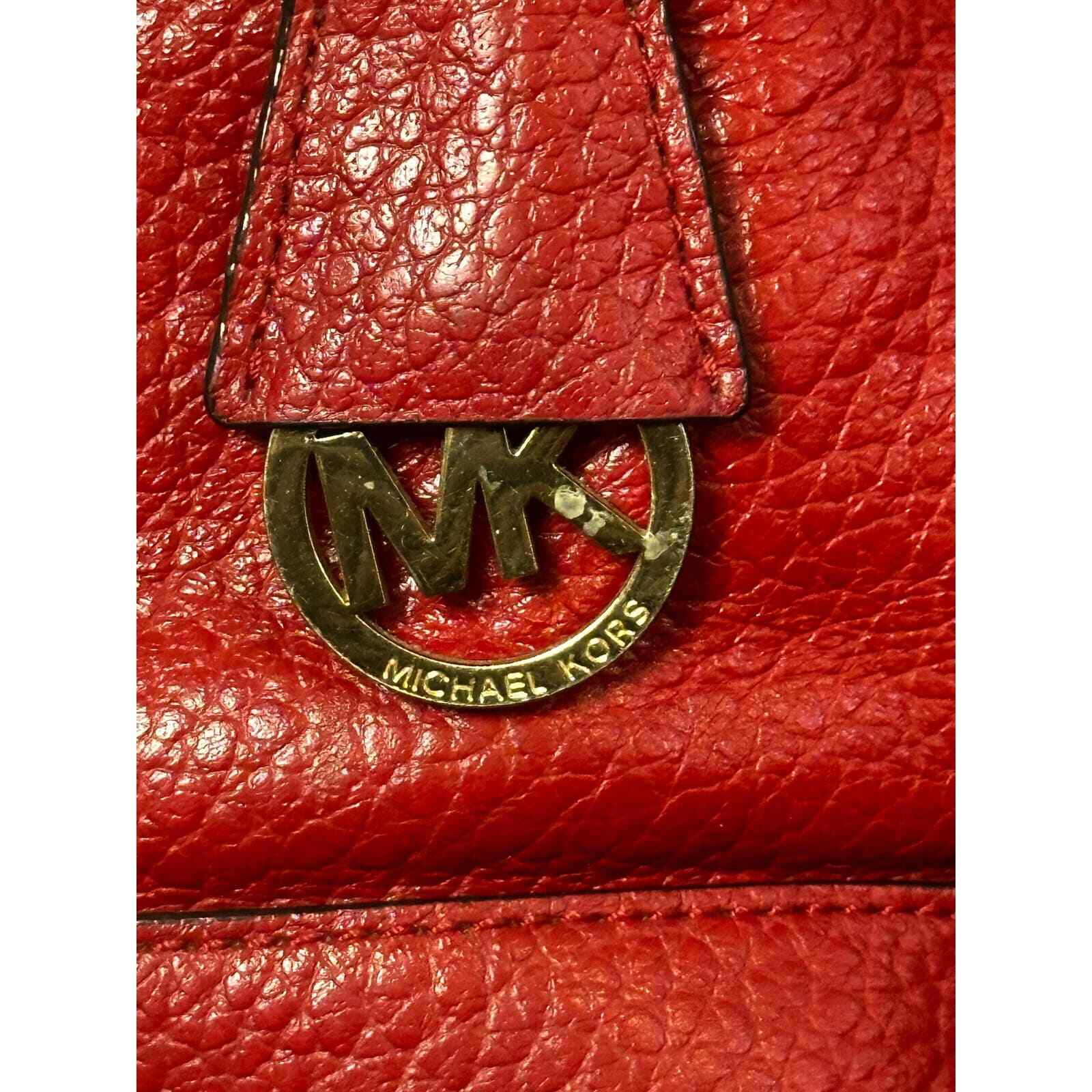 Michael Kors SMYTHE Dome Pebble Leather Satchel Shoulder Bag Chili 30T5GSOS3E - Thumbnail 2