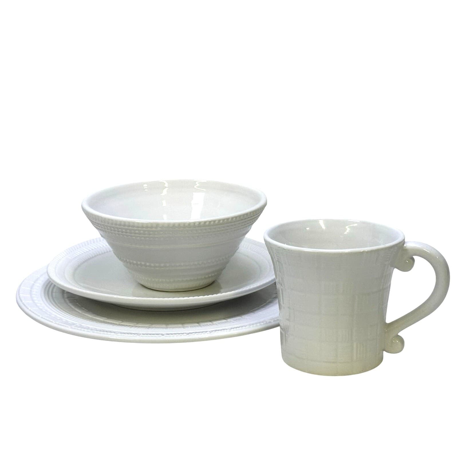 'Chantilly White' Graphic Studio Nova Embossed Dinnerware 4-Piece Place Setting - Thumbnail 2