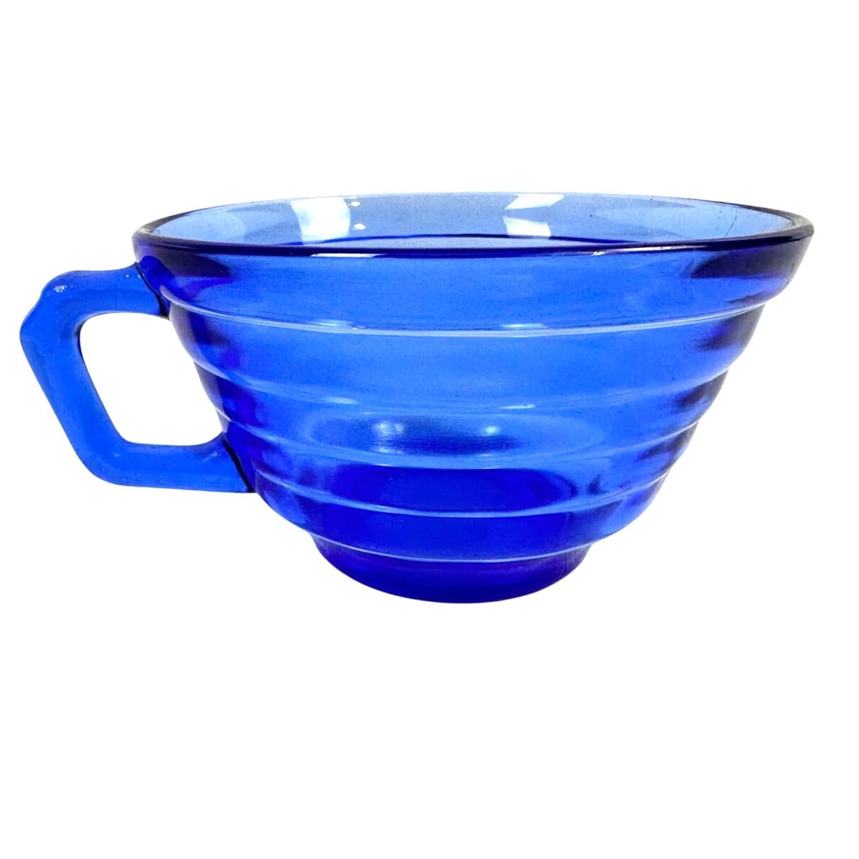 Hazel Atlas Aurora Cobalt Blue Vintage Depression Glass Coffee Cup - Thumbnail 3