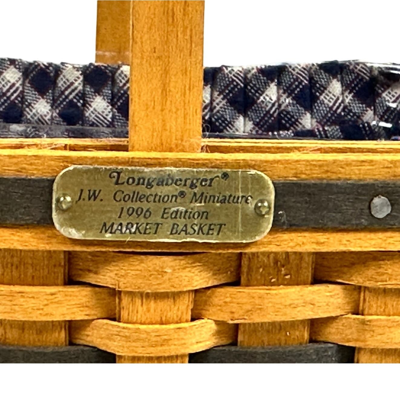 Longaberger 1996 J.W. Collection Miniature Market Basket & Plastic Protector - Thumbnail 2