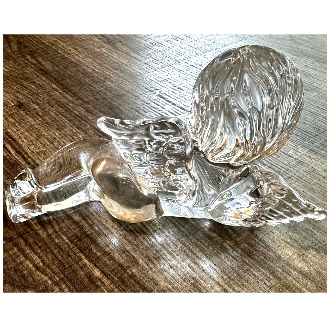 Waterford Crystal Cherub with Lute Reclining Angel Figurine Sculpture - Thumbnail 4
