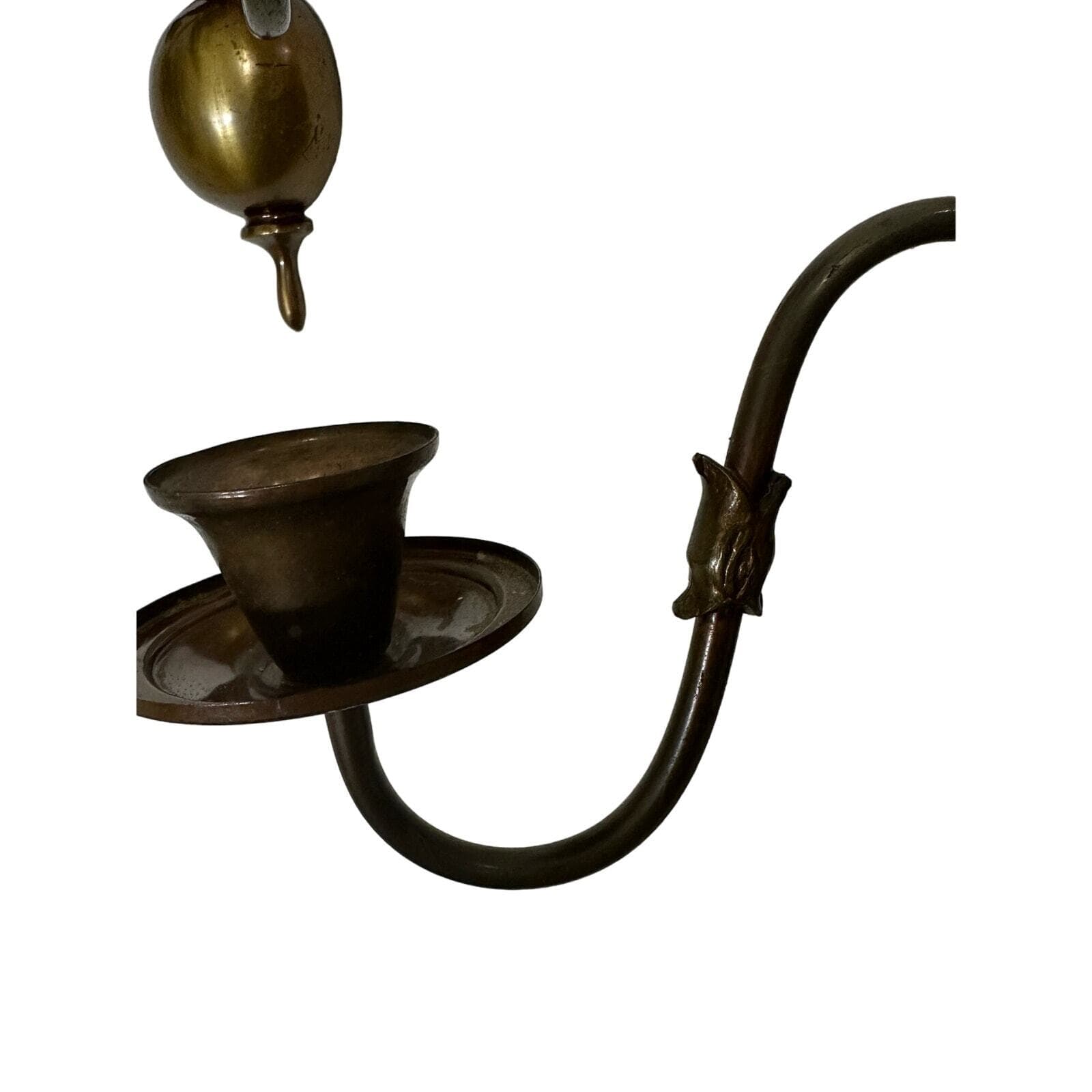 Antique Traditional Dolphin Design Two Candle Brass Wall Sconce-Set of Two! - Thumbnail 8