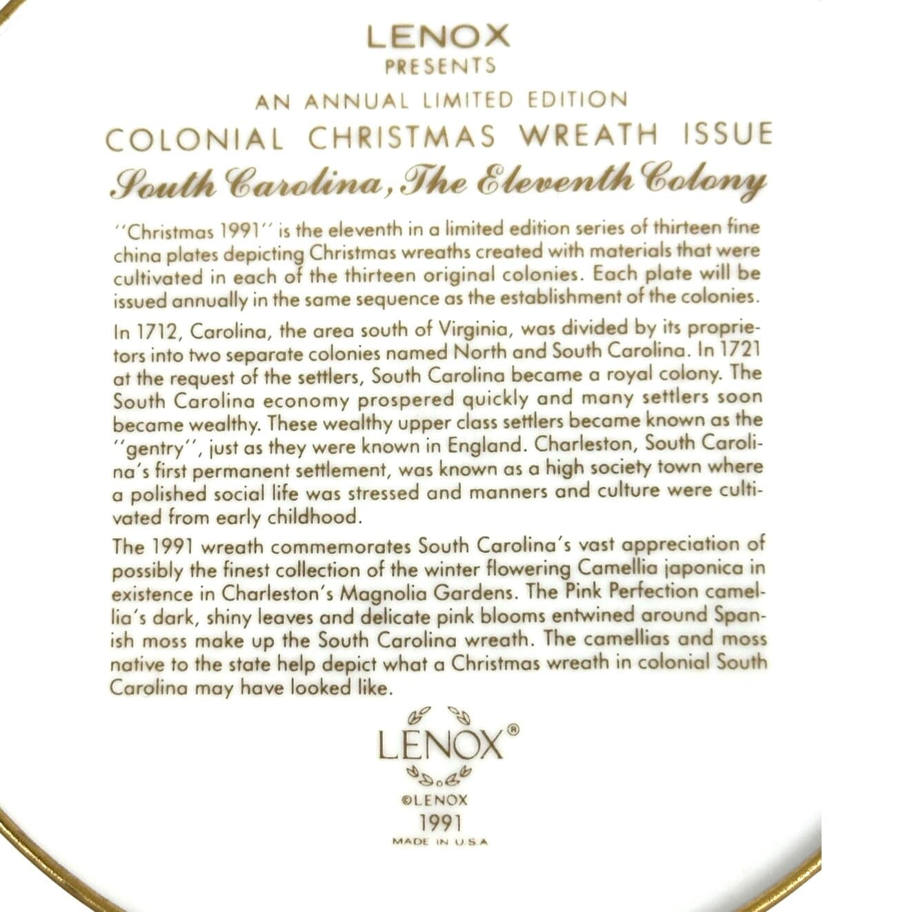 Lenox Limited Edition 1991 and 1992 Colonial Christmas Wreath Issue-Set of 2 - Thumbnail 11