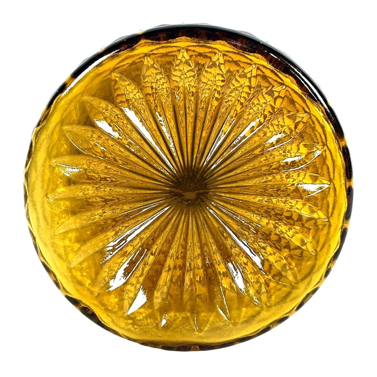 Antique Diamond Point Amber Glass Ewer Style Pitcher Pewter Lid & Handle-Rare! - Thumbnail 6