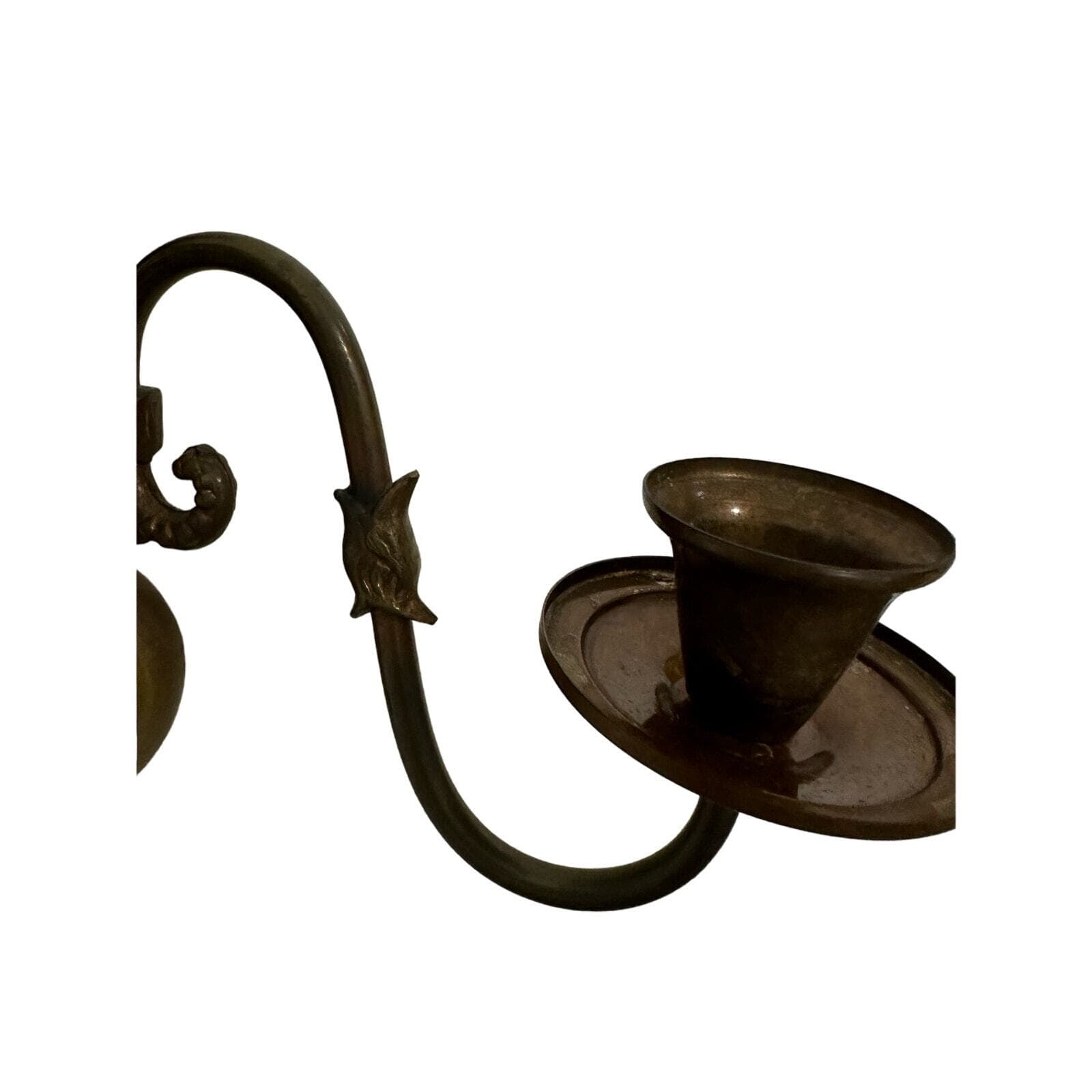 Antique Traditional Dolphin Design Two Candle Brass Wall Sconce-Set of Two! - Thumbnail 7