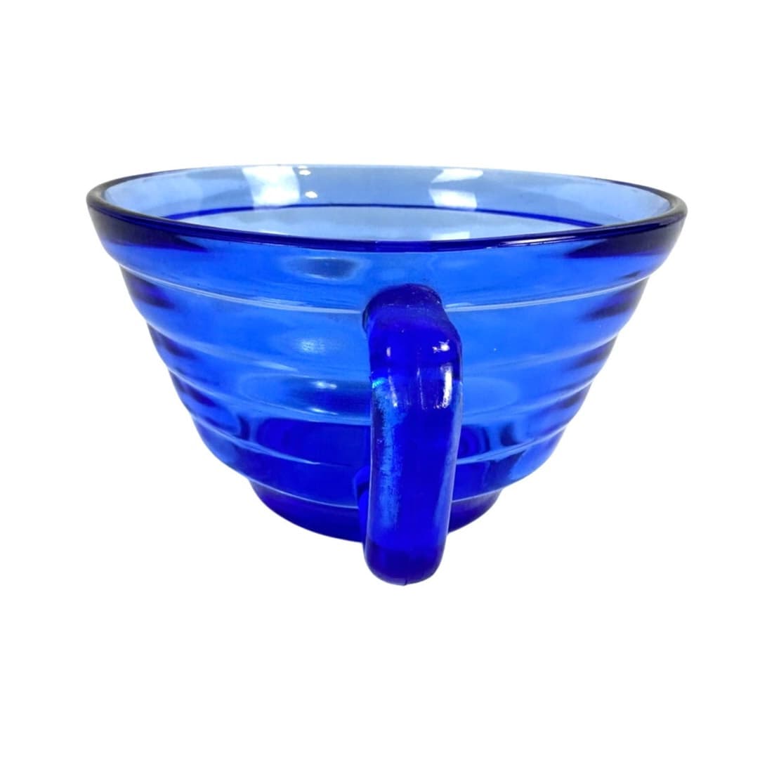 Hazel Atlas Aurora Cobalt Blue Vintage Depression Glass Coffee Cup - Thumbnail 2