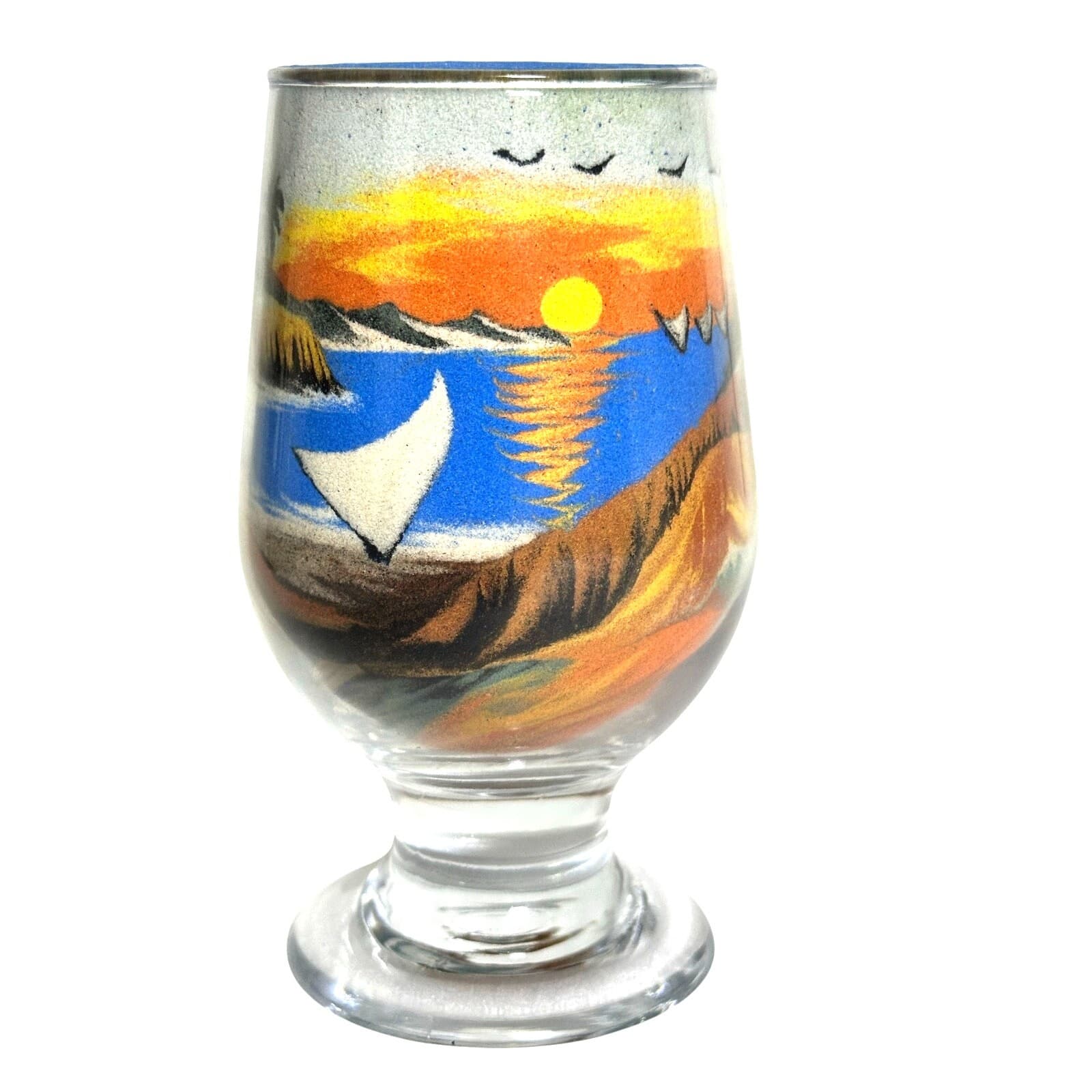 Fortaleza Brazil Vintage Sand Art in Glass Coastal Village Scene at Sunset - Thumbnail 3