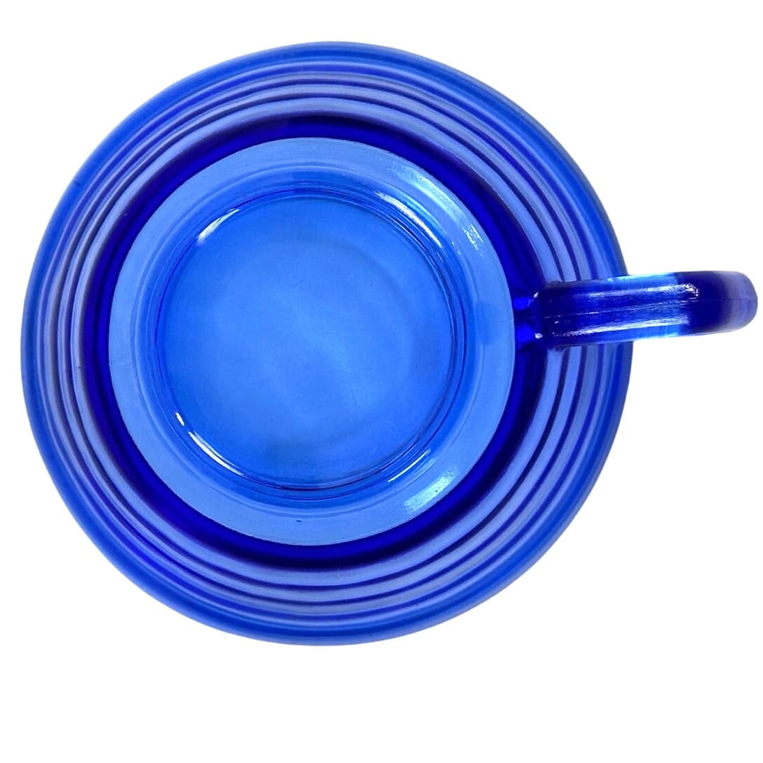 Hazel Atlas Aurora Cobalt Blue Vintage Depression Glass Coffee Cup - Thumbnail 6
