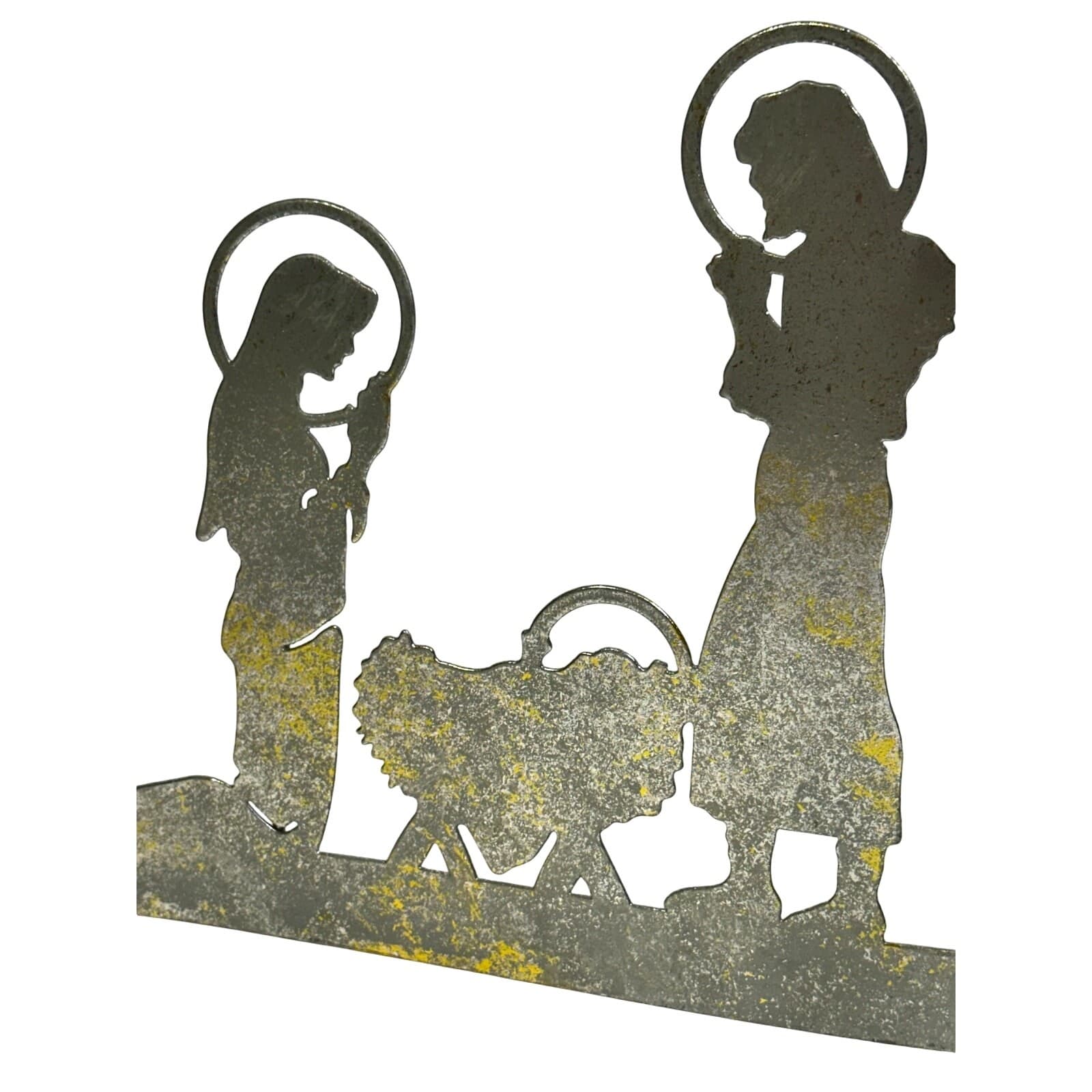 Curved Metal 22.5" Grey/Gold Flecks Die-Cut Christmas Nativity Scene - Thumbnail 6