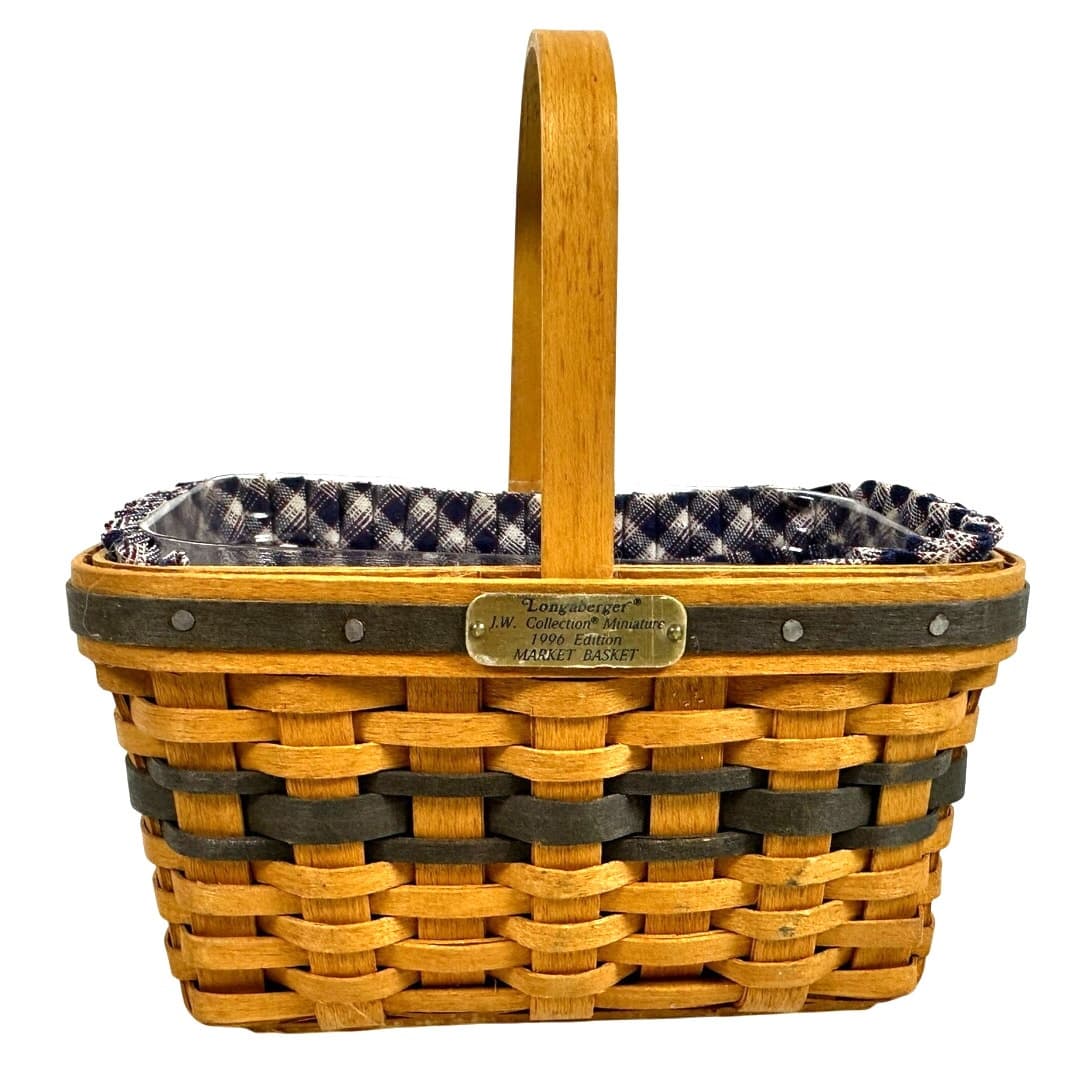 Longaberger 1996 J.W. Collection Miniature Market Basket & Plastic Protector