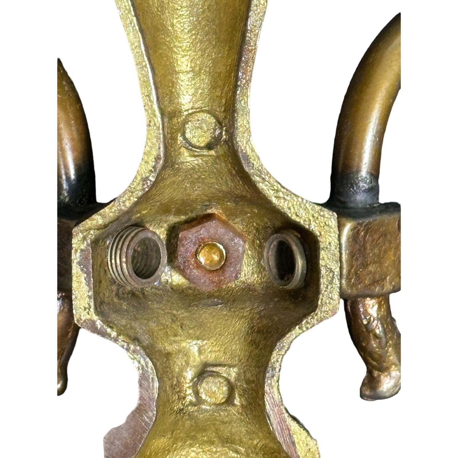 Antique Traditional Dolphin Design Two Candle Brass Wall Sconce-Set of Two! - Thumbnail 14
