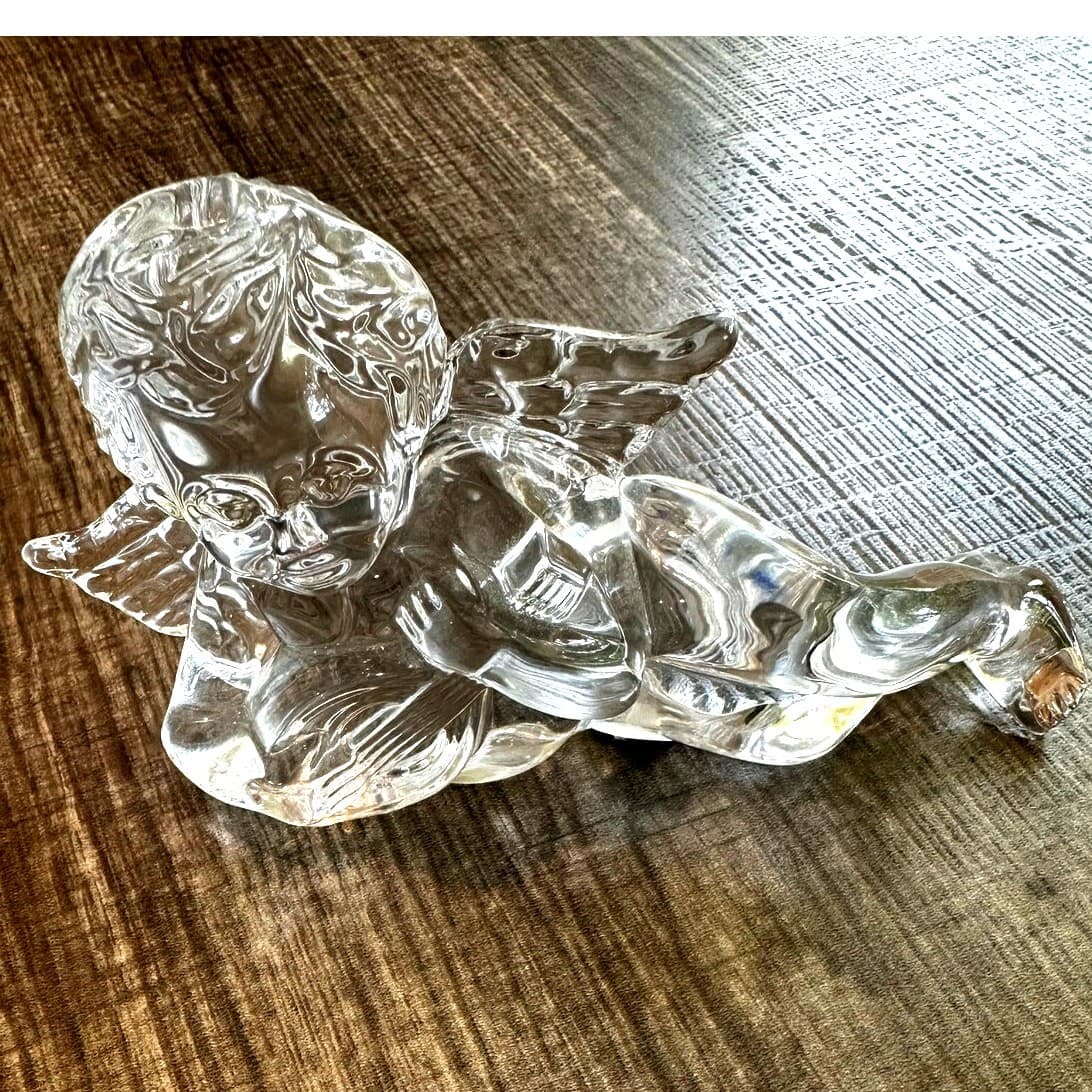 Waterford Crystal Cherub with Lute Reclining Angel Figurine Sculpture - Thumbnail 3