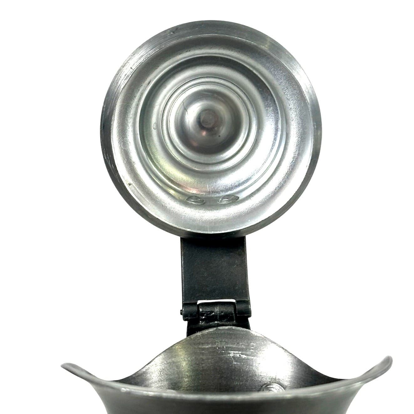 Antique Diamond Point Amber Glass Ewer Style Pitcher Pewter Lid & Handle-Rare! - Thumbnail 7