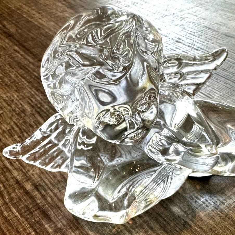 Waterford Crystal Cherub with Lute Reclining Angel Figurine Sculpture - Thumbnail 2