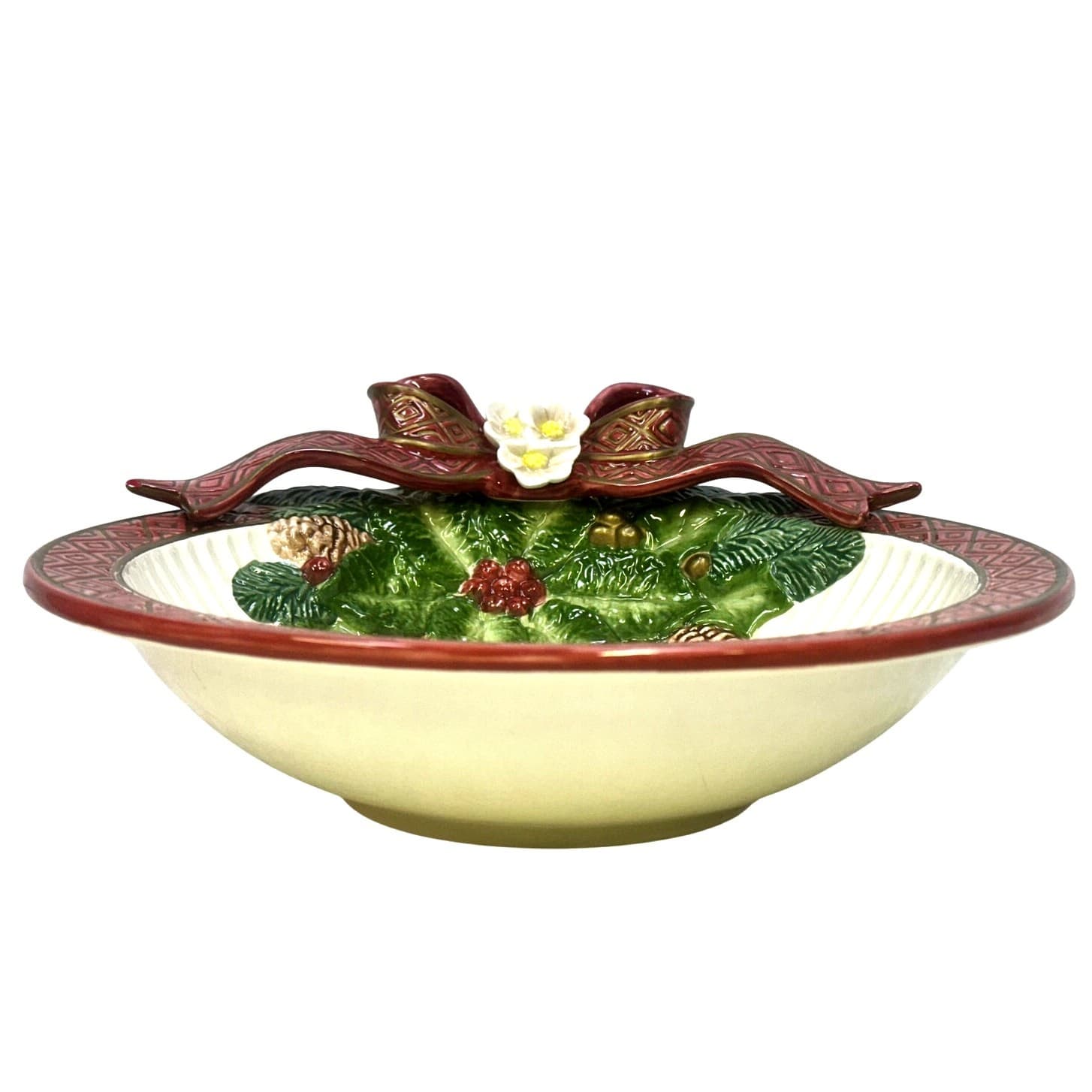 Fitz & Floyd 1995 Christmas Rose Wreath Large 10.5" Wreath Bowl-in Box-Excellent - Thumbnail 4