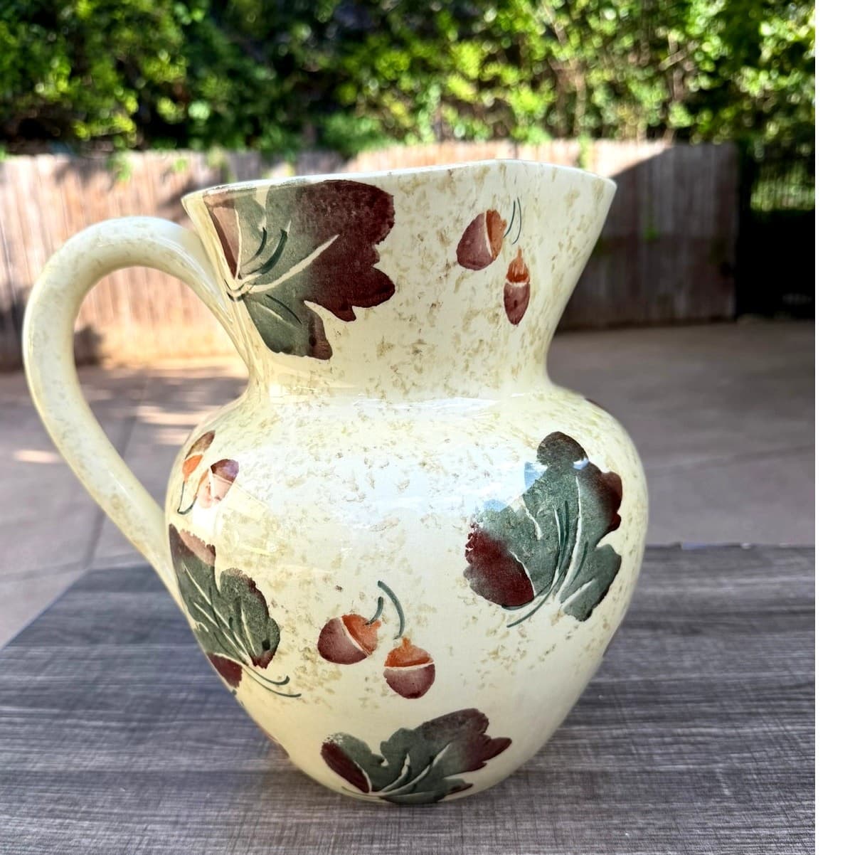 Sole Di Toscana Hand Painted Italian Pitcher 10" Cream Floral Ceramiche Toscane