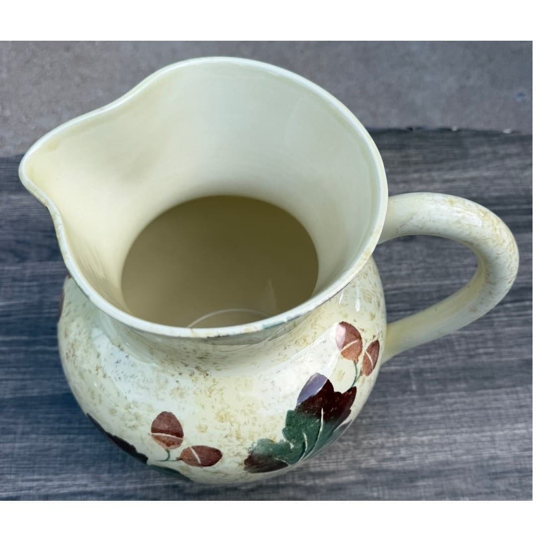 Sole Di Toscana Hand Painted Italian Pitcher 10" Cream Floral Ceramiche Toscane - Thumbnail 2