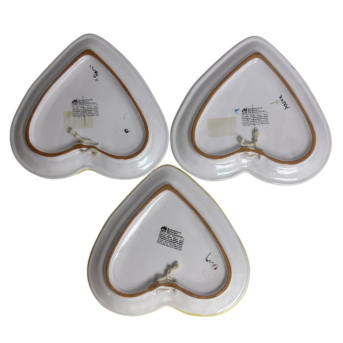 SKM Sarospatak Keramia Manufaktura Hand Painted Heart Shaped Plates-Set of 3 - Thumbnail 5