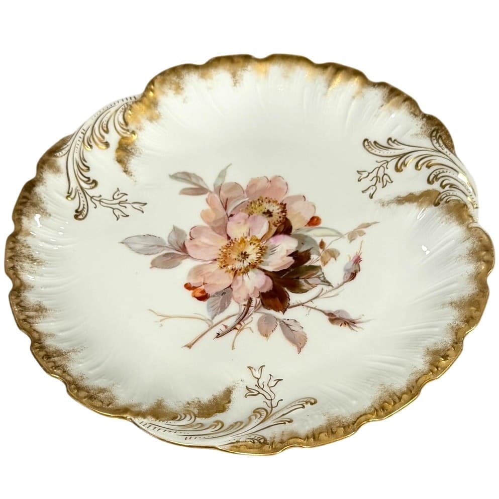 Antique Dresden Hand Painted Floral Cabinet Plates Signed Dorn c1900-Set of 5 - Thumbnail 8