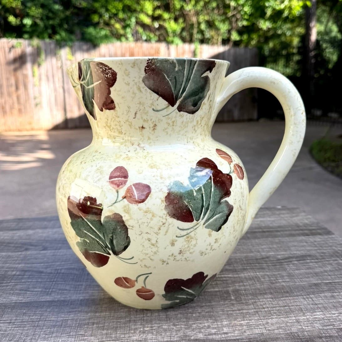Sole Di Toscana Hand Painted Italian Pitcher 10" Cream Floral Ceramiche Toscane - Thumbnail 3