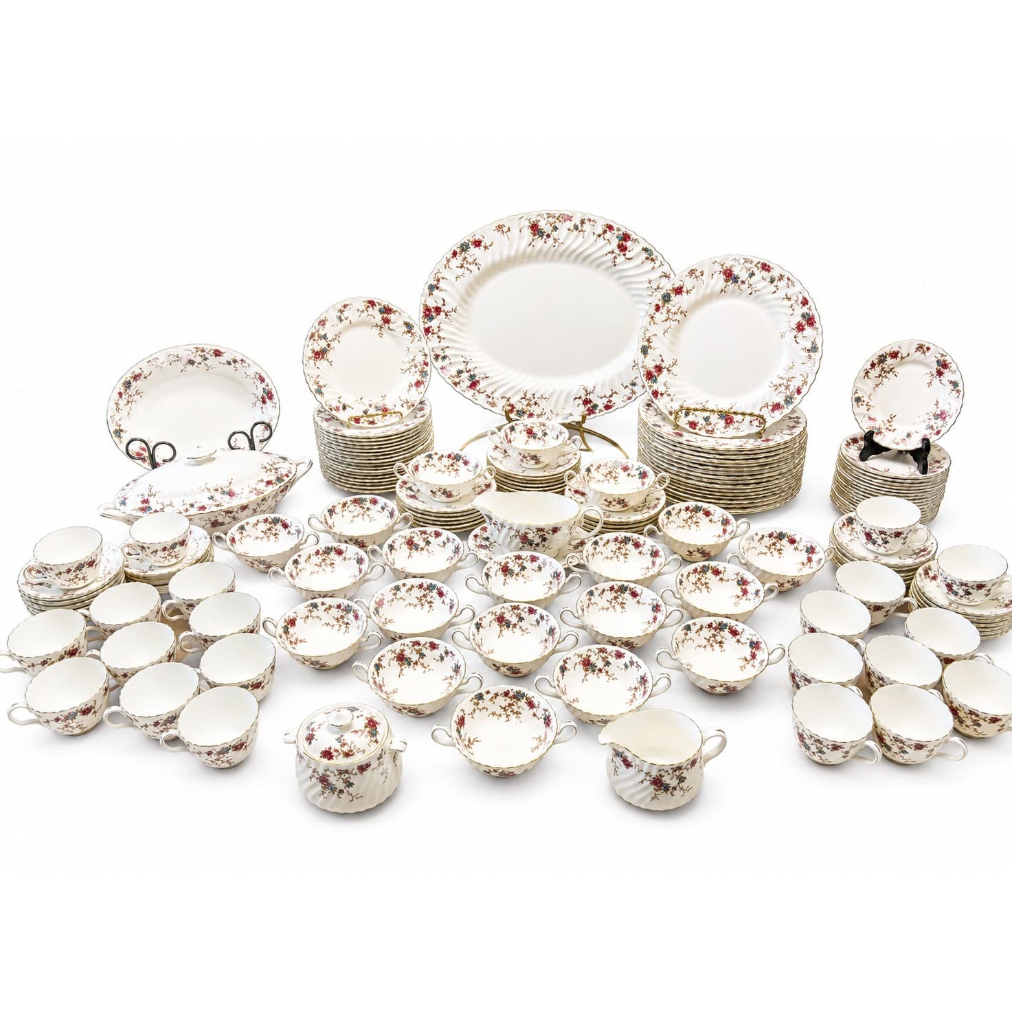 145-PC Minton 'Ancestral' Fine Bone China Dinner Service Set for 18 England