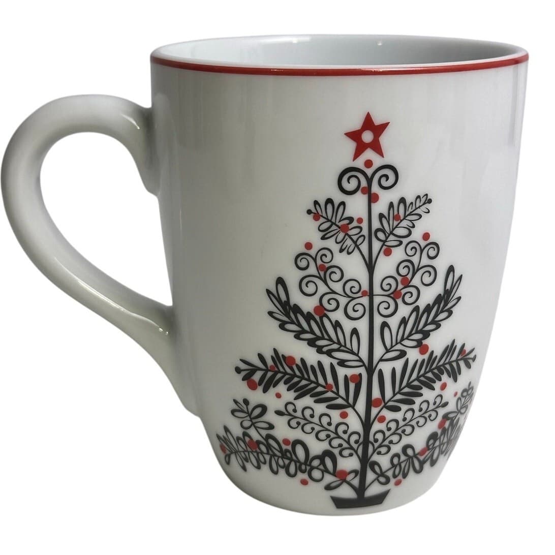 Noble Excellence Contempo Christmas Collection Porcelain Coffee Tea Mugs-Set 4 - Thumbnail 4