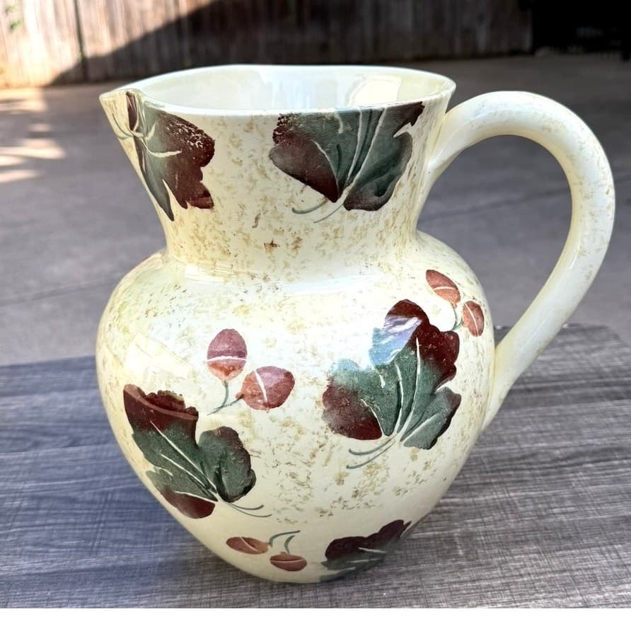 Sole Di Toscana Hand Painted Italian Pitcher 10" Cream Floral Ceramiche Toscane - Thumbnail 7