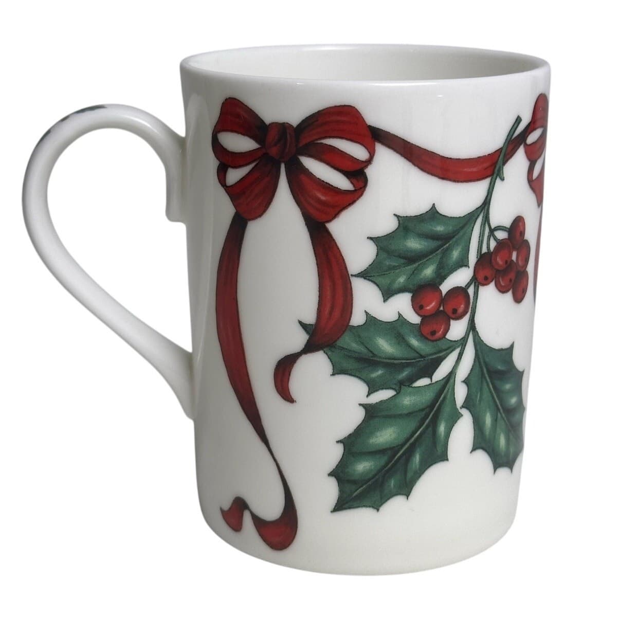 Roy Kirkham England Retired Christmas Ribbon Bone China Tea or Coffee Mug - Thumbnail 3