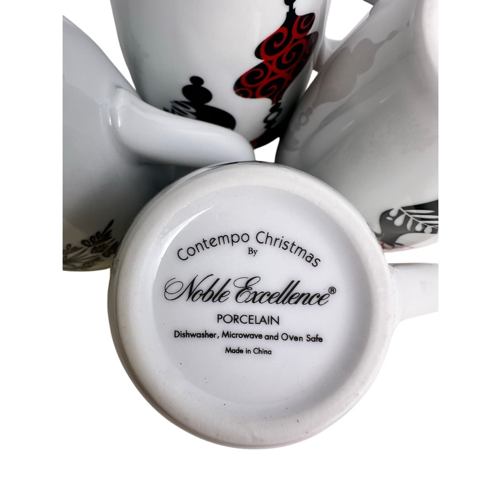 Noble Excellence Contempo Christmas Collection Porcelain Coffee Tea Mugs-Set 4 - Thumbnail 7