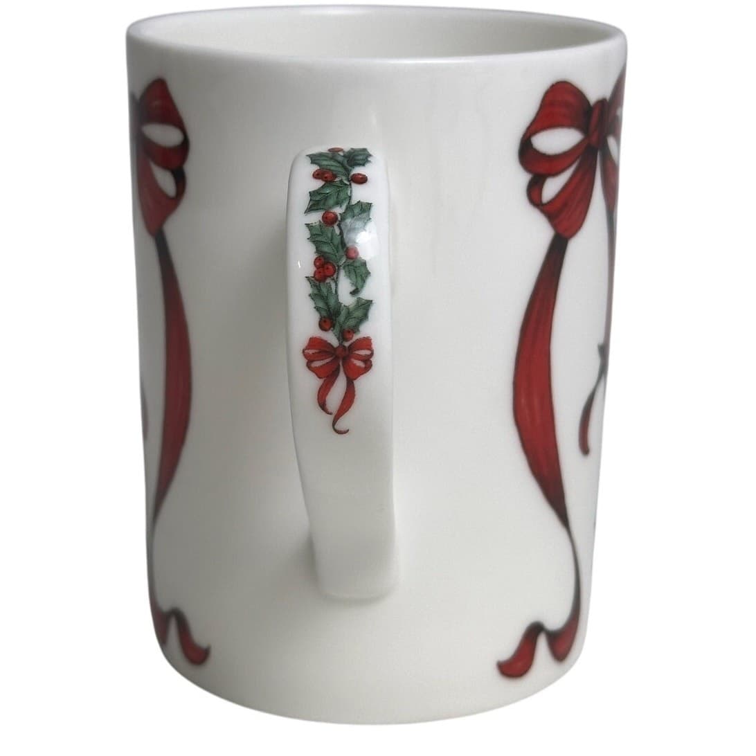 Roy Kirkham England Retired Christmas Ribbon Bone China Tea or Coffee Mug - Thumbnail 4