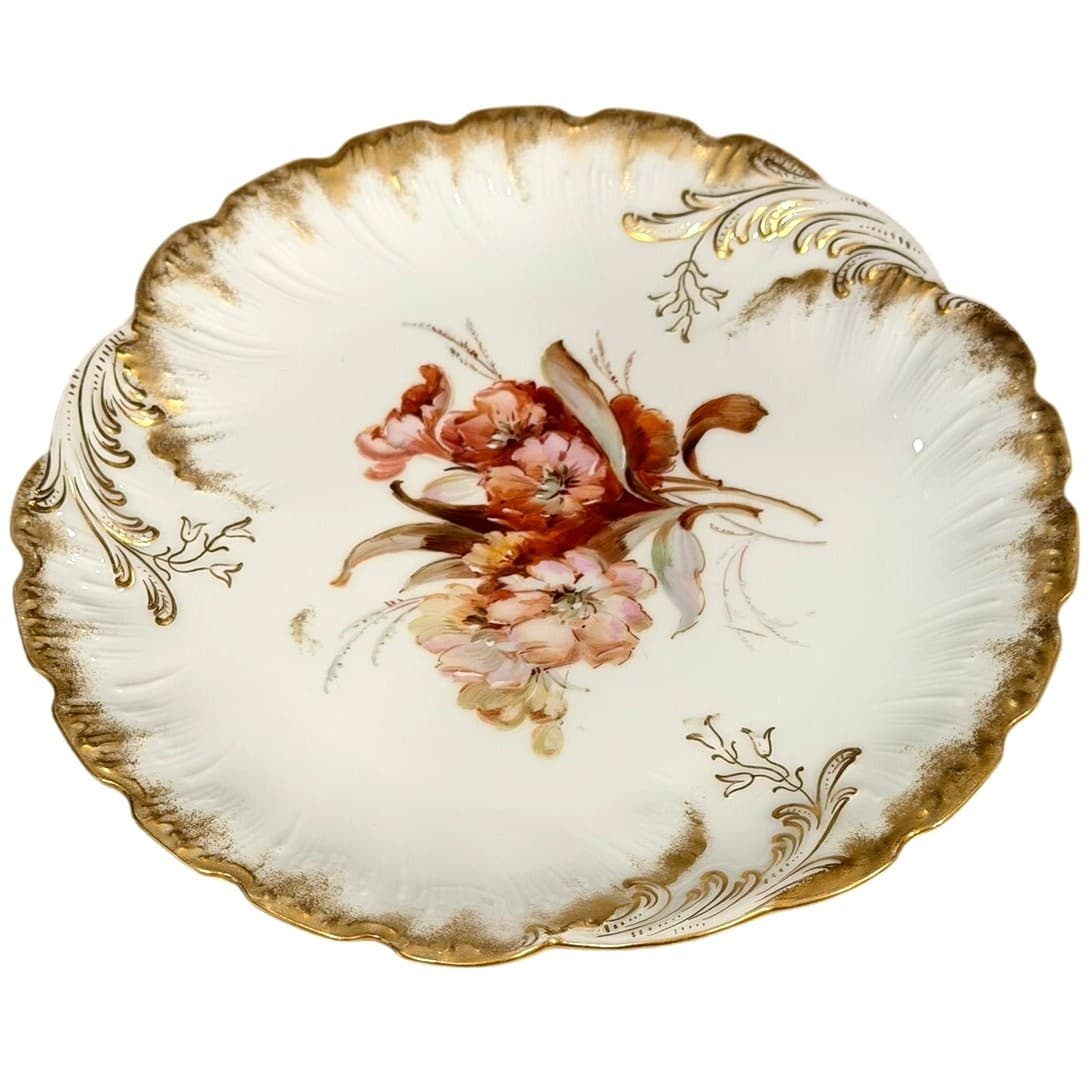 Antique Dresden Hand Painted Floral Cabinet Plates Signed Dorn c1900-Set of 5 - Thumbnail 10
