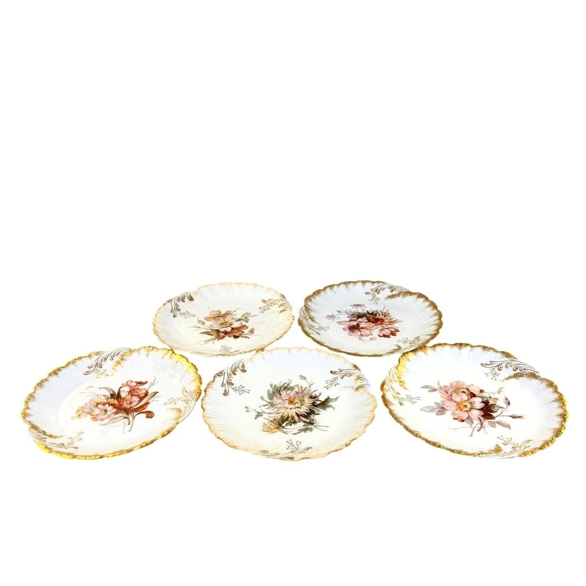 Antique Dresden Hand Painted Floral Cabinet Plates Signed Dorn c1900-Set of 5 - Thumbnail 5