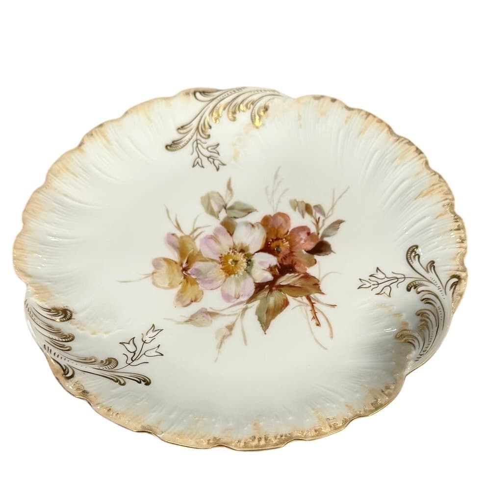 Antique Dresden Hand Painted Floral Cabinet Plates Signed Dorn c1900-Set of 5 - Thumbnail 2