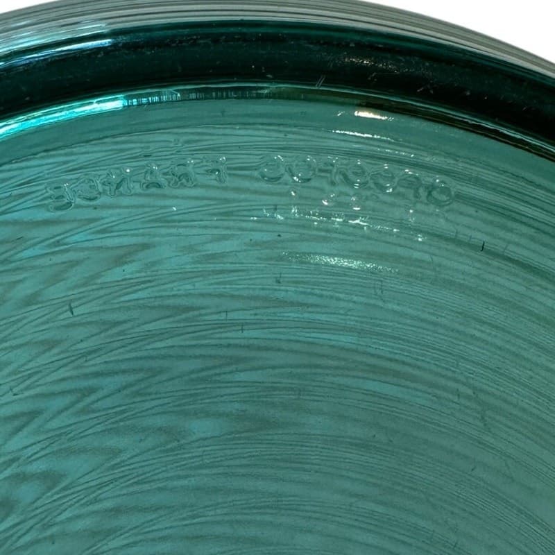 Arcoroc France Turquoise Jardiniere Pattern Ribbed Glass 9.25" Serving Bowl - Thumbnail 5