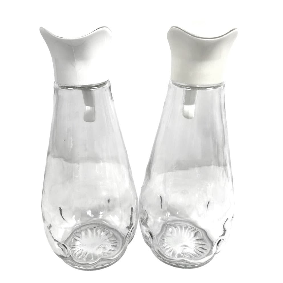 Log Cabin Vintage Glass Syrup Pitchers Flip Top Plastic Lids-Set of 2! - Thumbnail 4