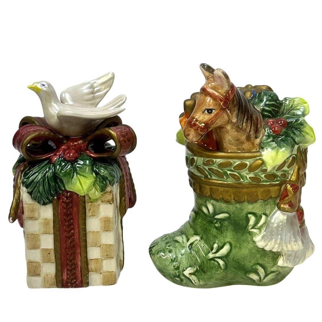 Fitz and Floyd Classics 'Gregorian' 2005 Salt/Pepper Shaker Set-in Box-Excellent - Thumbnail 2