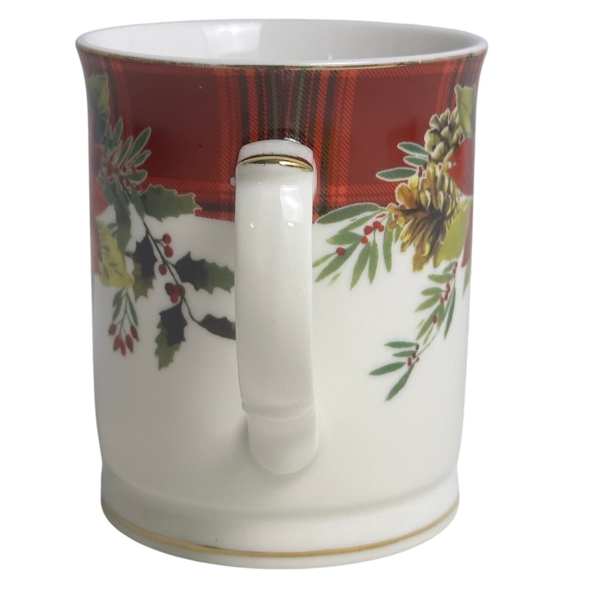 Grace Teaware Holiday Poinsettia & Plaid Porcelain 12oz Coffee or Tea Mug - Thumbnail 2