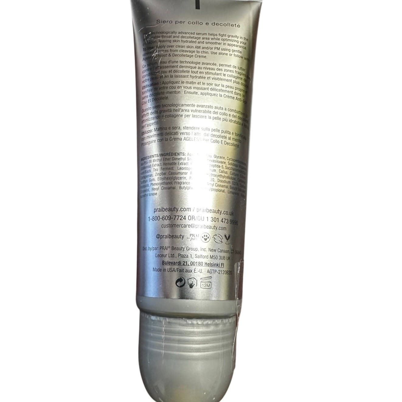 Prai Beauty Ageless Throat & Decolletage Serum 4 oz Tube Application-New-Sealed - Thumbnail 3
