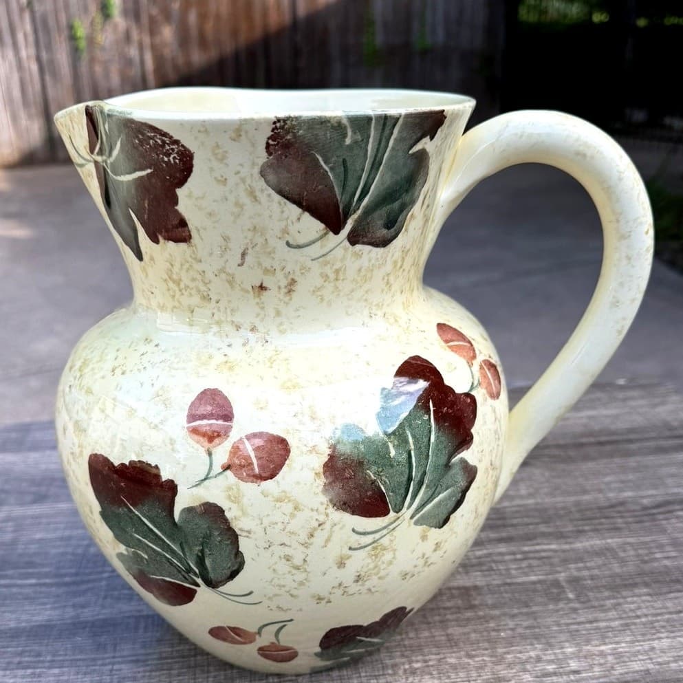 Sole Di Toscana Hand Painted Italian Pitcher 10" Cream Floral Ceramiche Toscane - Thumbnail 5