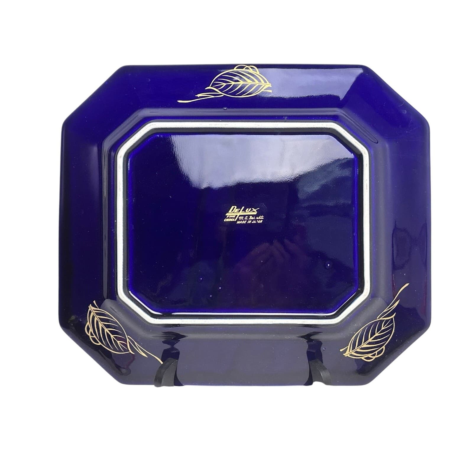 DeLux China M. A. Beheshti Japan Peacock Cobalt Blue Floral 13 x 11 Tray/Platter - Thumbnail 6